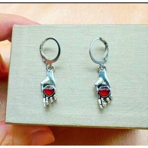 Heart in Hand Huggie Earrings